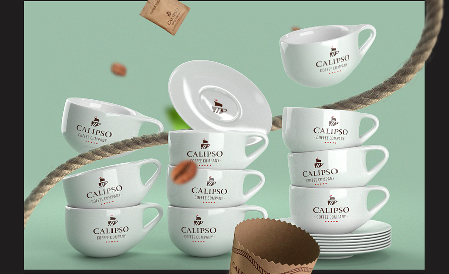 Дизайн фирменных кофейных чашек Calipso